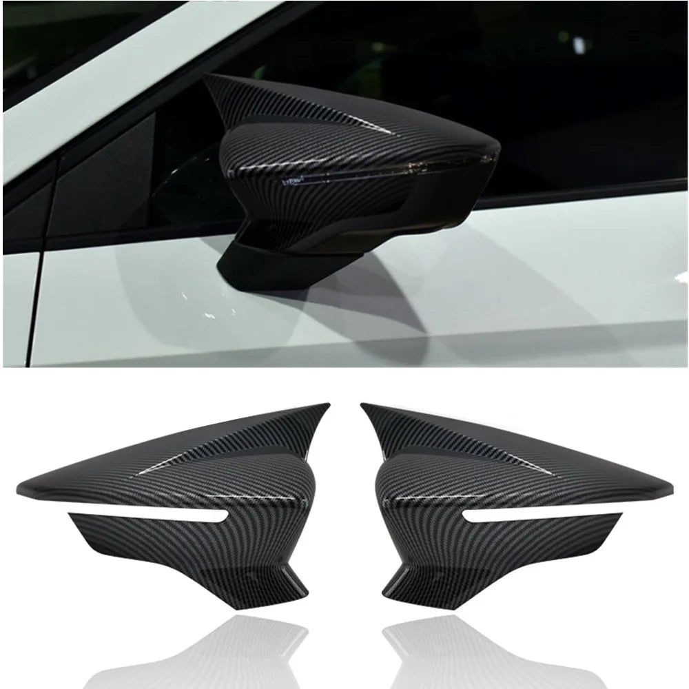Carcasas de Retrovisor para Seat León MK3 Ibiza MK5 2017-2020 (Negro Brillo / Fibra de Carbono)