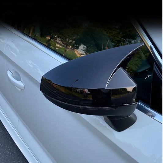 Carcasas Retrovisor Estilo Batman para Audi A3 / Golf MK7 / Seat León MK3 (Negro Brillo)